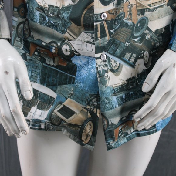 Vintage Button Down Shirt - Model T Car All Over Graphic by Lancer - Men's XL - Picture 4 of 9